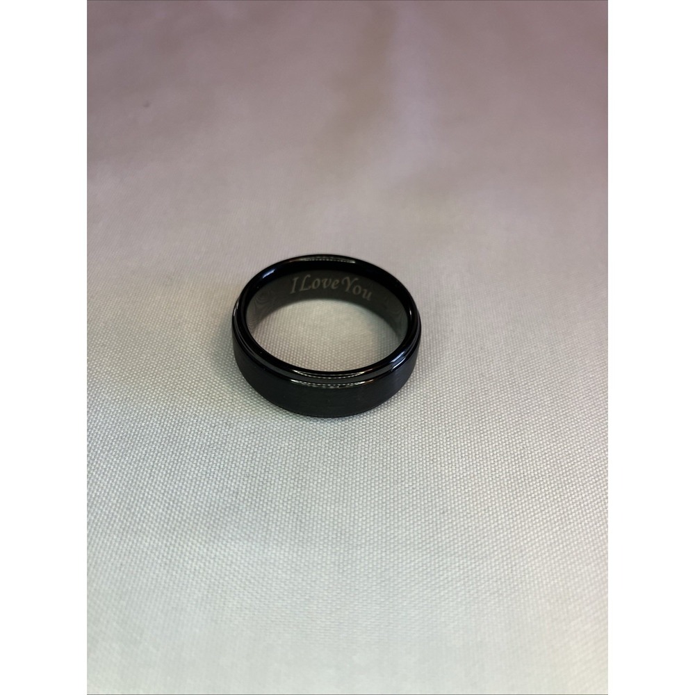 Unbranded Ring Unisex Size 10 Black Like New Engraved I Love You Stainless Steel